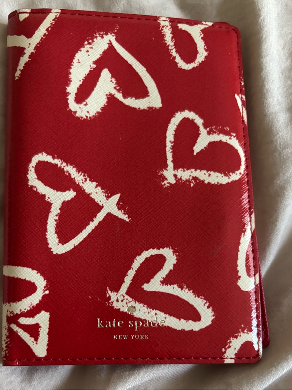 kate spade Red and White Heart Passport Cover